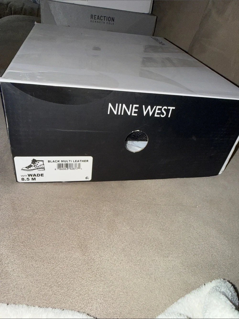 Nine West Black Leather Lace-Up Shearling-Trim Winter Boots